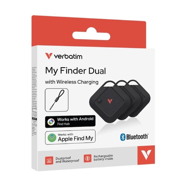 3pc Verbatim My Finder Dual Channel Wireless Tracker Rechargeable Black