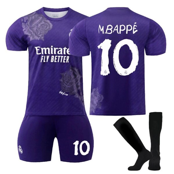 Nevenka MBAPPE #10 Real Madrid CF Y3 Purple Soccer Jersey Kit Football T-shirt Set for Adult Kids 20