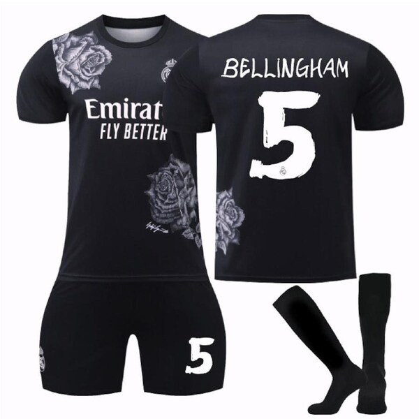 Nevenka BELLINGHAM #5 Real Madrid CF Y3 Black Soccer Jersey Kit Football T-shirt Set for Adult Kids 24
