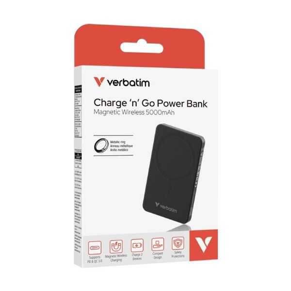 Verbatim Power Bank Magnetic Wireless Basic MagSafe Ready 5000mAh Black