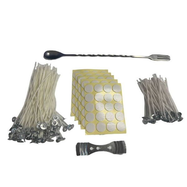 DIY Candle Making Accessories - 32cm Metal Stirrer, 100 Wicks & Stickers
