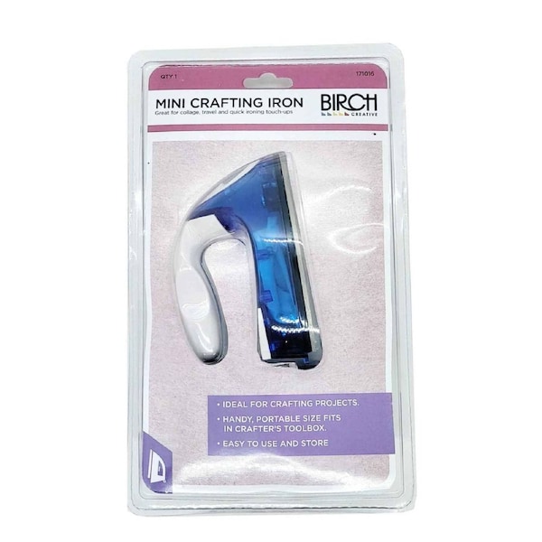 Birch Mini Crafting Iron Blue, Portable 11x7cm for Travel & Craft Projects