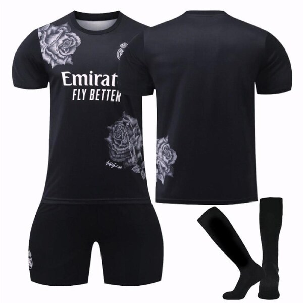 Nevenka Real Madrid CF Y3 Black Soccer Jersey Kit Football T-shirt Set for Adult Kids 16