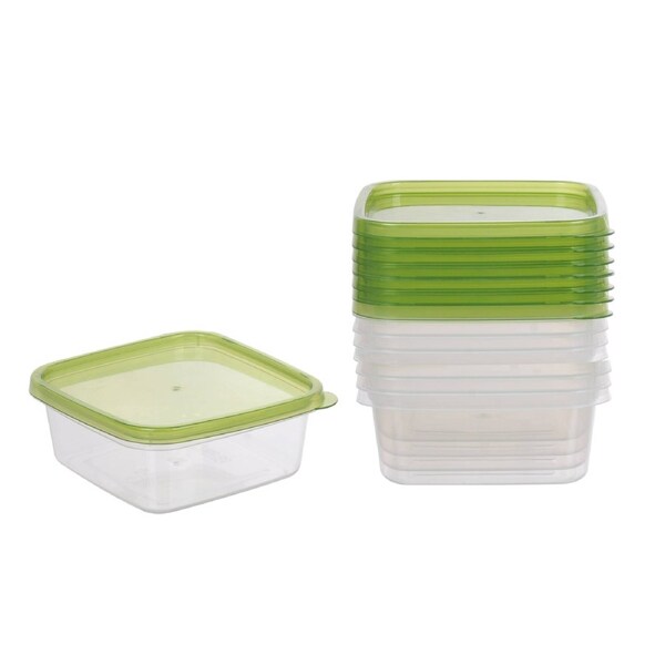 84 Reusable Microwave Safe 600ml Square Food Containers - Clear & Green