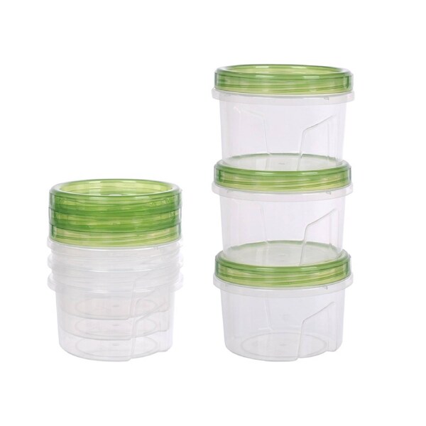 48 Pack Reusable Microwave-Safe 500ml Round Food Containers - Clear, Green