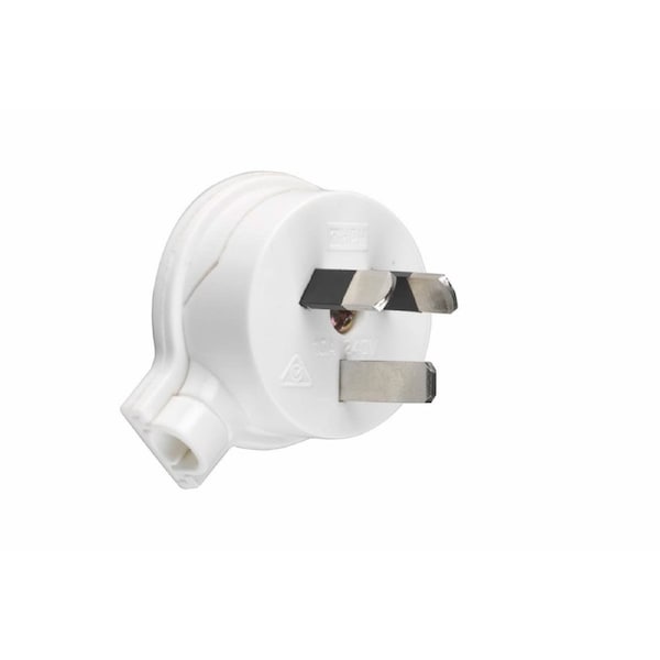 HPM 10A 3 Pin Top Side Entry Plug, White Low Profile | Woolworths
