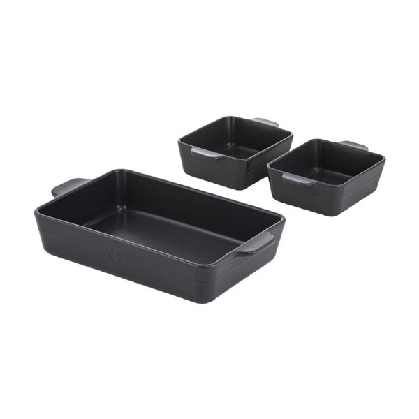 3pc Ladelle Essentials Baking Dish Set Kitchen Home Cooking Charcoal