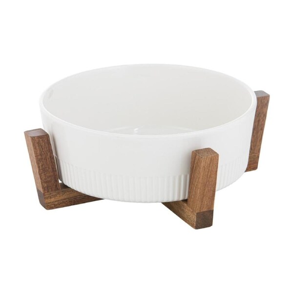 Ladelle Alto Oven To Table Rib Tray Dish Trivet Round 23cm Acacia/White