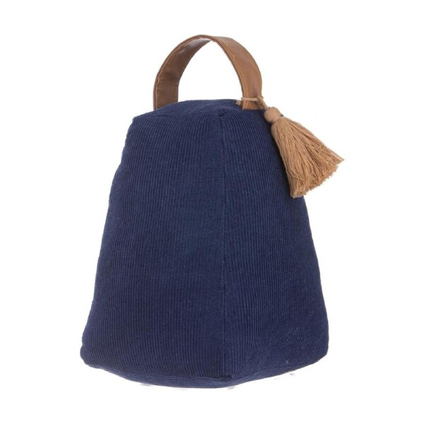 Ladelle Mossman Corduroy Weighted Door Stop W/ Handle & Braided Tassel Navy