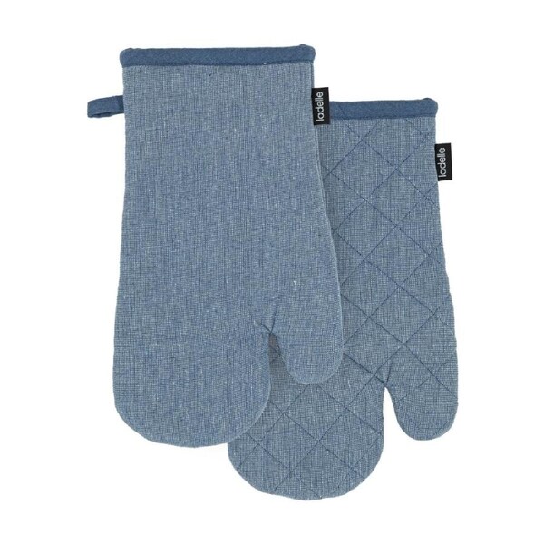 2pc Eco Ladelle Cotton Fabric Durable Oven Mitts Set Cookware Blue