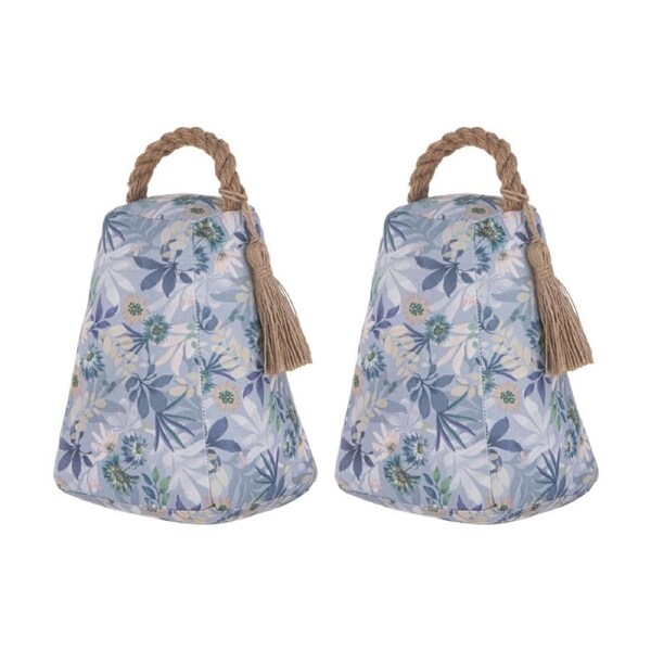 2x Ladelle Mossman Pattern Weighted Door Stop W/ Handle & Braided Tassel Floral