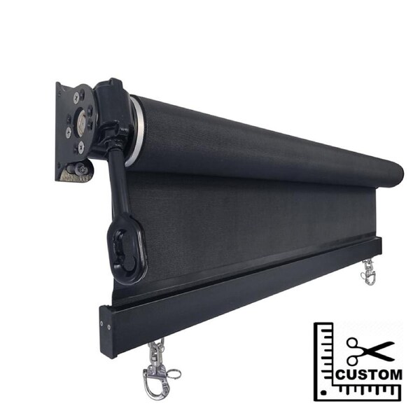 Outdoor Roller Blind 99% Shade Screen Width 2.05m-2.5m Overall End-To-End Width 2.10m / Black