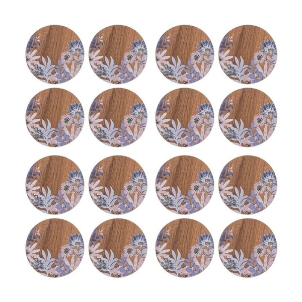 4x 4pc Ladelle Mossman Acacia Wood Coaster Serveware Set Floral