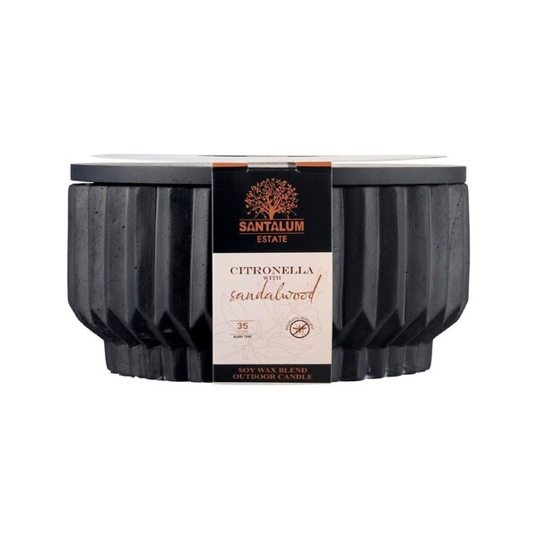 Santalum Estate Sandalwood Citronella Candle Black Ceramic with Lid