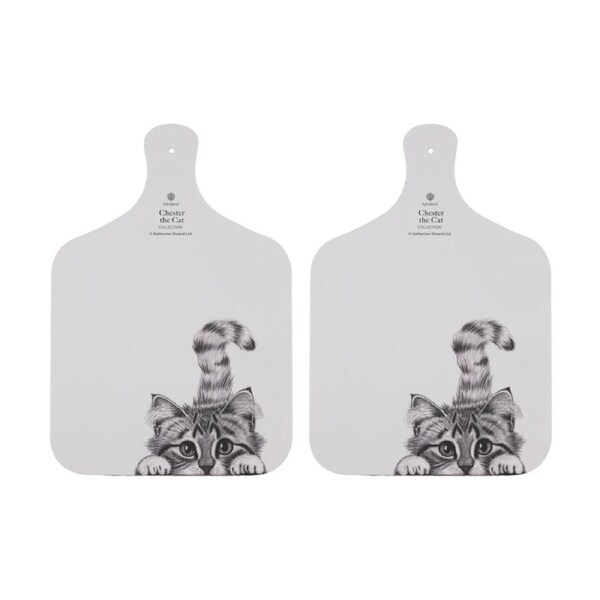 2x Ashdene Chester The Cat Serving Board Platter Serveware Animal Art