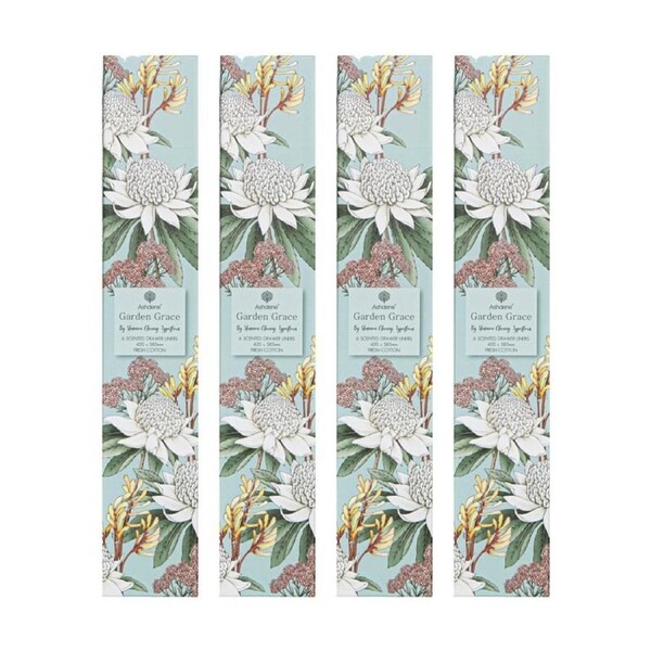 4x 6pc Ashdene Garden Grace Scented Fragrance Drawer Liner Fresh Cotton
