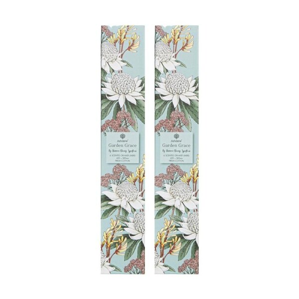2x 6pc Ashdene Garden Grace Scented Fragrance Drawer Liner Fresh Cotton