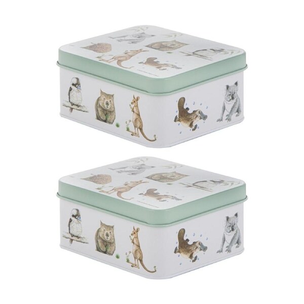 2x Ashdene Bush Buddies Storage Biscuit Tin W/ Lid Aussie Animal Art