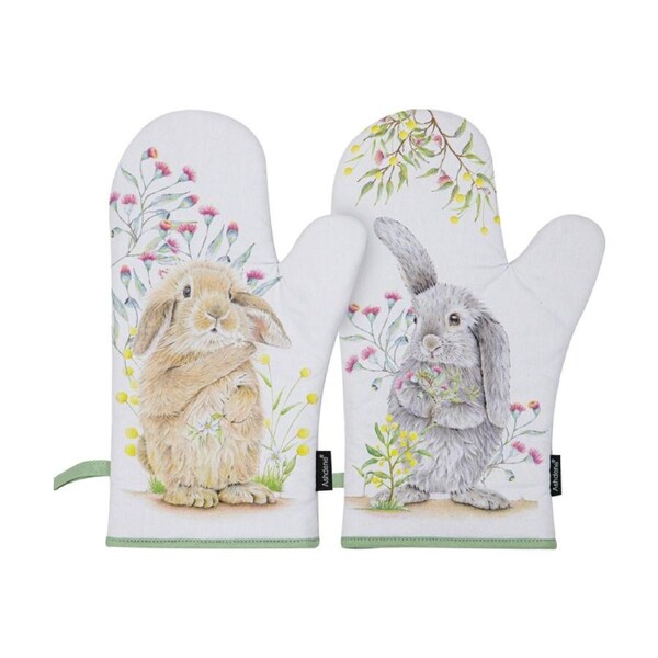 2x 2pc Ashdene Bunny Tales Oven Mitt Set Cookware Floral Animal Design