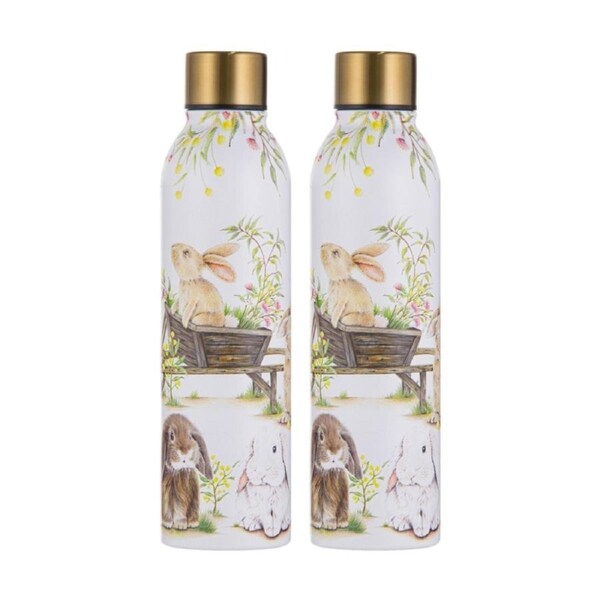 2x Ashdene Bunny Tales Stainless Steel Insulated Drink Bottle Animal Art
