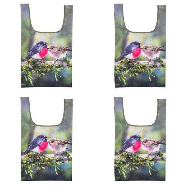 4x Ashdene Aus Small Birds Reusable Shopping Tote Bag Robin Animal Art