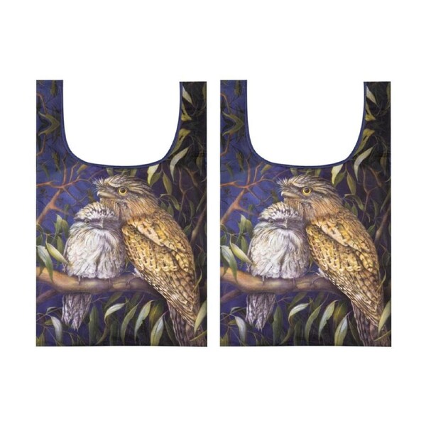 2x Ashdene Midnight Tawny Bird Reusable Shopping Bag Tote Animal Art