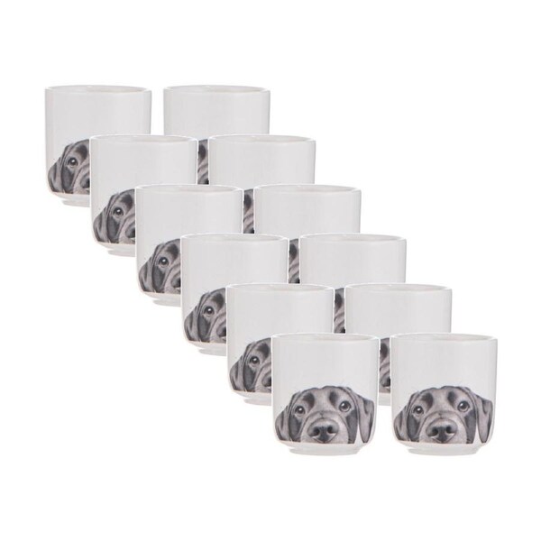 6x 2pc Ashdene Peeking Pups Ceramic Egg Cups Serveware Set Labrador
