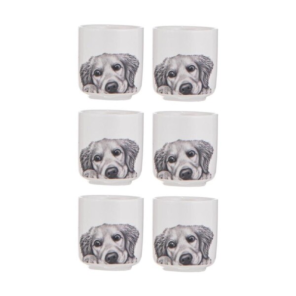3x 2pc Ashdene Peeking Pups Ceramic Egg Cups Serveware Set Golden Retriever
