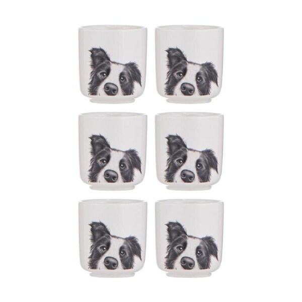 3x 2pc Ashdene Peeking Pups Ceramic Egg Cups Serveware Set Border Collie