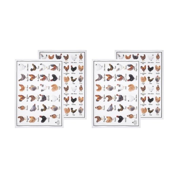 2x 2pc Ashdene Best In Breed Chicken Farm Kitchen Tea Towels Animal Art