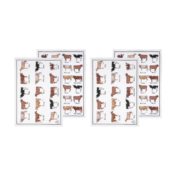 2x 2pc Ashdene Best In Breed Dairy Cow Farm Kitchen Tea Towels Animal Art