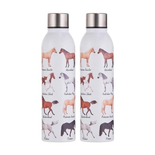 2x Ashdene Best In Breed Stainless Steel Insulated Drink Bottle Horse