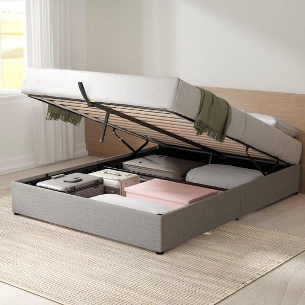 Zinus Bed Base Gas lift - Queen Light Grey Beds