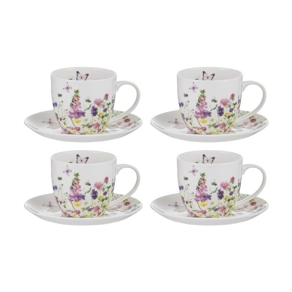 4x 2pc Ashdene Garden Soiree Cup & Saucer Bone China Tea Drinkware Floral