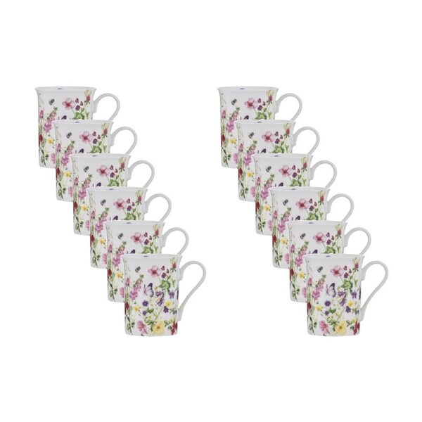 12x Ashdene Garden Soiree Can Tea Drinking Mug Cup White Floral