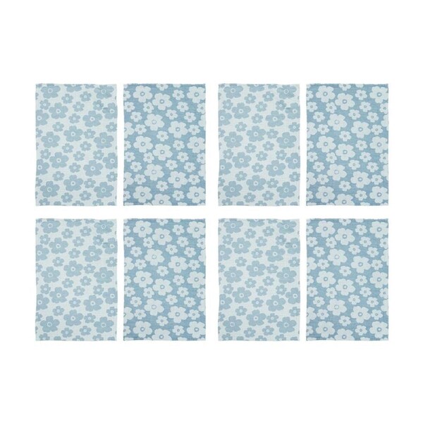 4x 2pc Ladelle Jacquard Soft Durable Cotton Flower Kitchen Tea Towels Blue