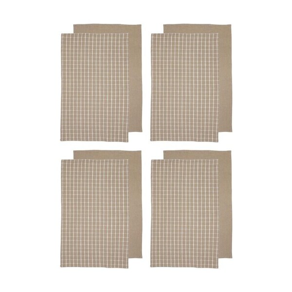 4x 2pc Ladelle Hemingway Taupe Kitchen Towel Cotton Linen Soft Home Beige