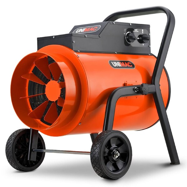 Unimac 15kW Portable Industrial Electric Space Fan Heater 32A 3 Phase, Wheel Mounted, Fast Heating, Workshop Drying Greenhouse Agricultural Breeding