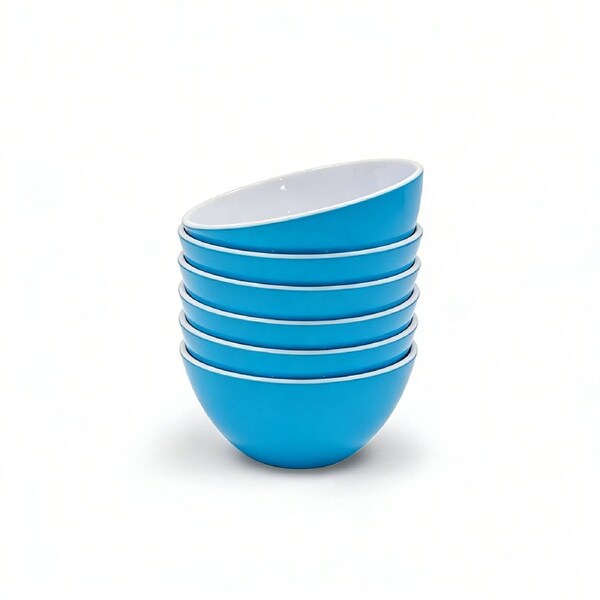 Henni & Friends Melamine Bowls Set, Blue Melamine Cereal/Soup/Salad Bowls, Set of 6