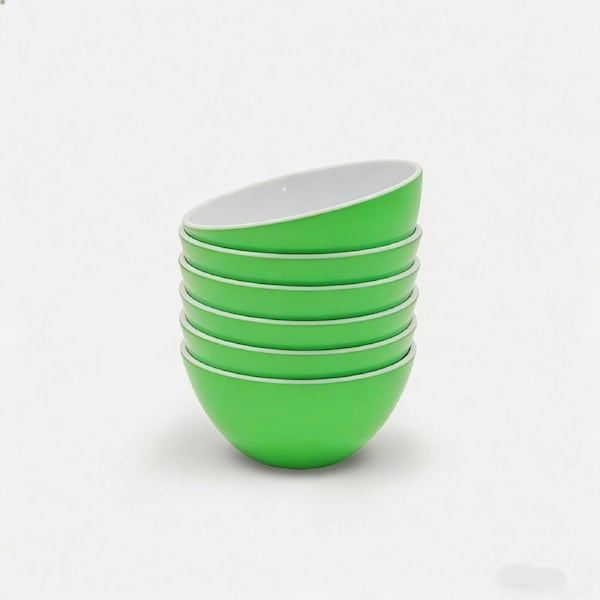 Melamine Bowls Set, Green Melamine Cereal/Soup/Salad Bowls, Set of 6