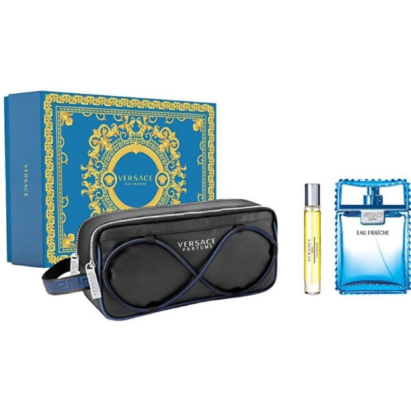 Versace Man Eau Fraiche - Eau De Toilette & Travel Spray & Toiletries Bag 100ml 9ml Eau De Toilette & Travel Spray / 9ml