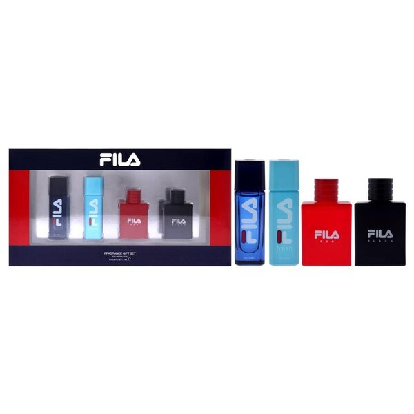 Fila Variety Set by Fila for Men - 4 Pc Mini Gift Set 0.25oz Fila EDT Spray, 0.25oz Fila Fresh EDT Spray, 0.25oz Fila Black EDT Spray, 0.25oz Fila Red EDT Spray 4 Pc Mini Gift Set