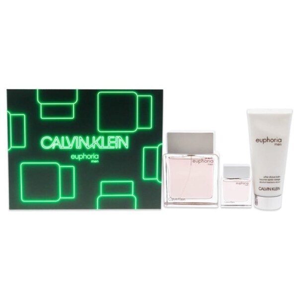 Calvin Klein Euphoria by Calvin Klein for Men - 3 Pc Gift Set 3.3oz EDT Spray, 0.5oz EDT Splash, 3.3oz After Shave Balm 3 Pc Gift Set