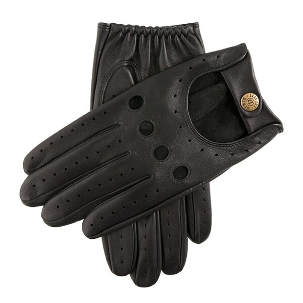 Dents Delta Mens Classic Leather Driving Gloves Signature Luxury - Black Extra Small