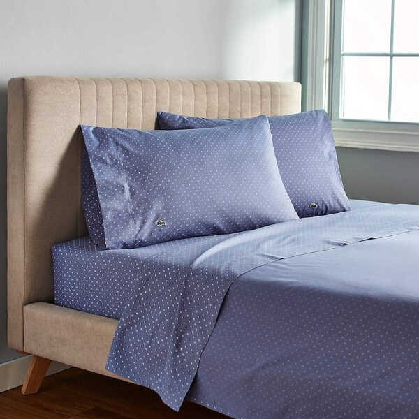 Lacoste 4-Piece California King Bed Sheet Set in Golf Slate Blue