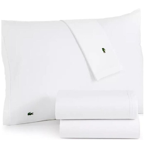 Lacoste 4-Piece California King Bed Sheet Set in White