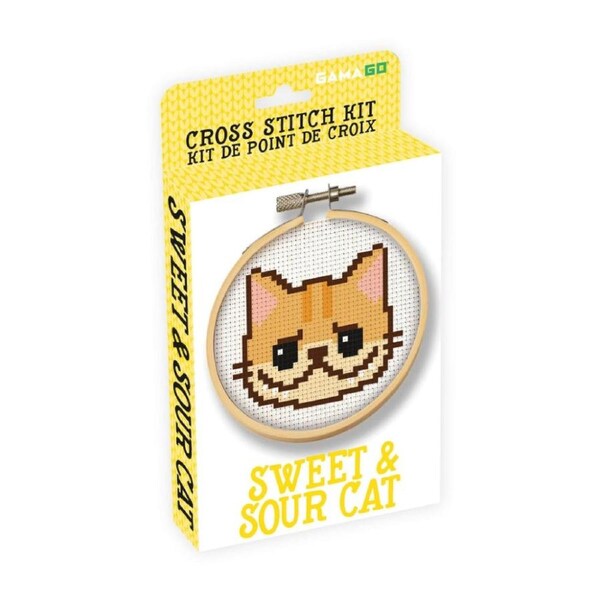 Gamago Sweet and Sour Cat Kids Craft Cross Stitch Embroidery Kit Multicolour