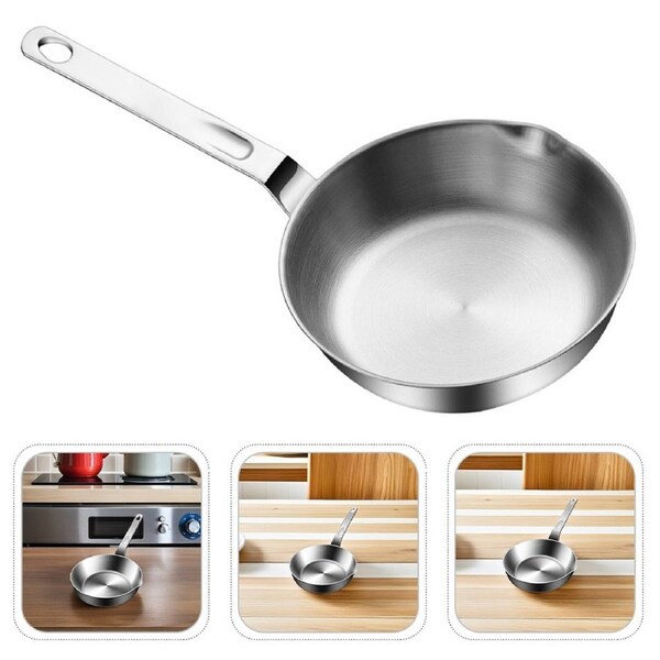 Egg Frying Pan Stainless Steel Small Skillet Mini Sauce with Spout