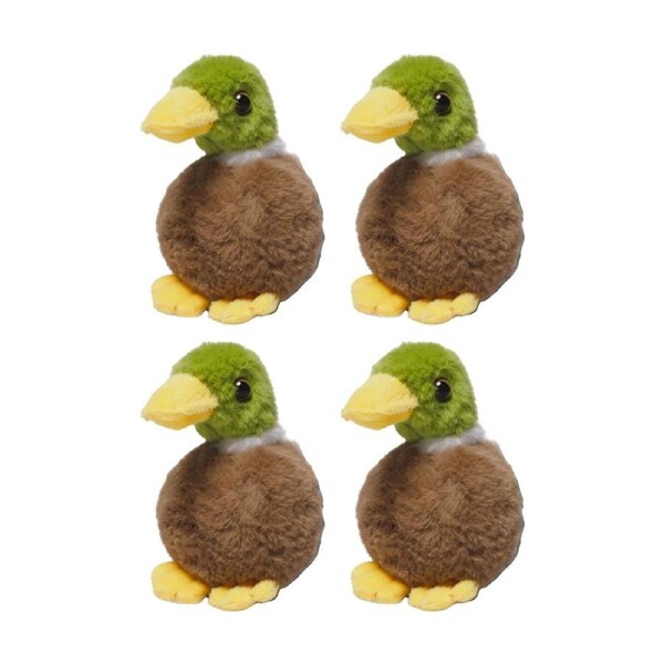 4x Living Nature Little Mallard Duck Soft Animal Kids Plush Toy Multicolour