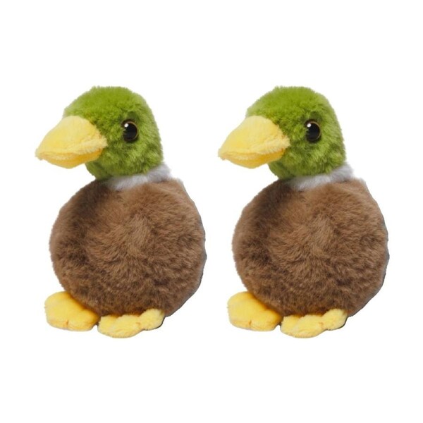 2x Living Nature Little Mallard Duck Soft Animal Kids Plush Toy Multicolour